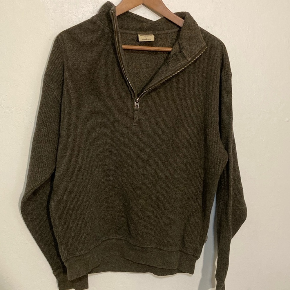 Woolrich heavy waffleknit zippered Henley men’s M 100% cotton
